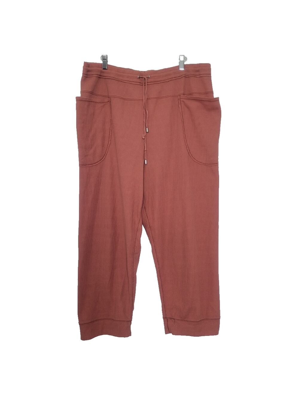 Free People Waffle Knit Drawstring Joggers Size S Oversized Boho Granola Hippie
